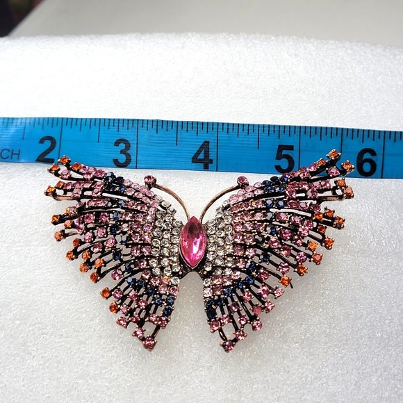 Large Pink Butterfly Brooch Colourful Butterfly Brooch Pin - Picture 5 of 9